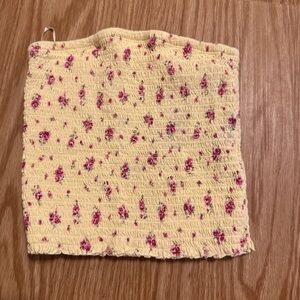 Garage Yellow Tube Top with Pink Floral Design